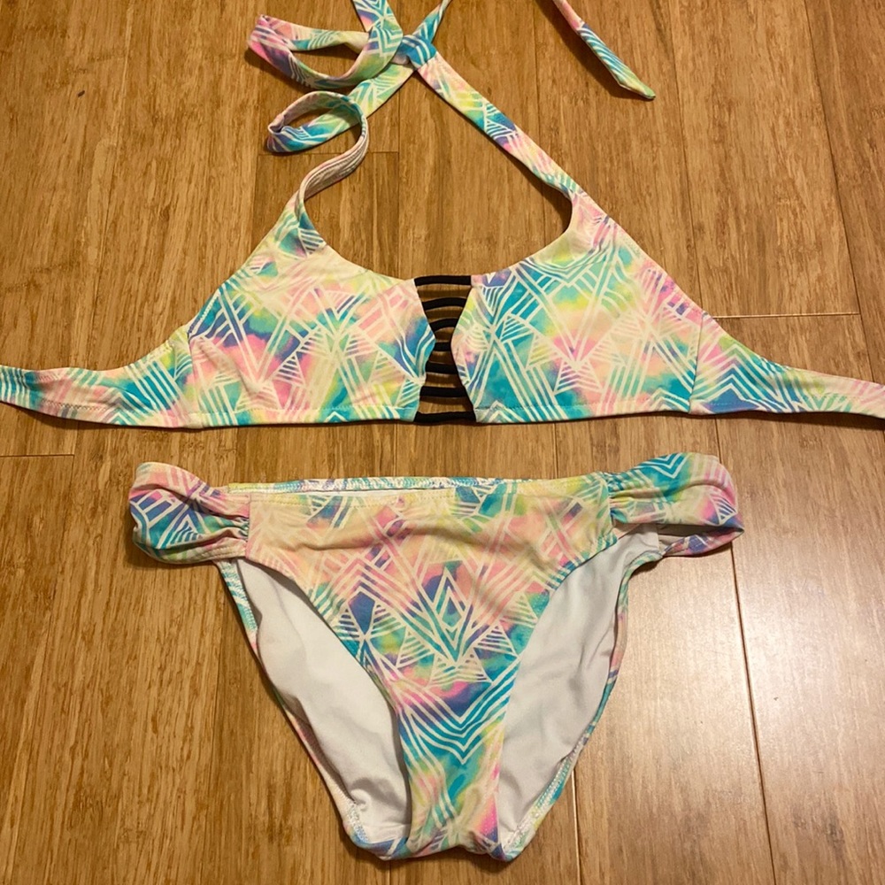 Victoria’s Secret PINK Blue, Pink, & Yellow Geometric Bikini Set